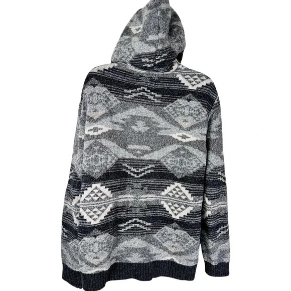 American Eagle Outfitters Hooded Sweater Size Large Grey, Black and White - Picture 2 of 7